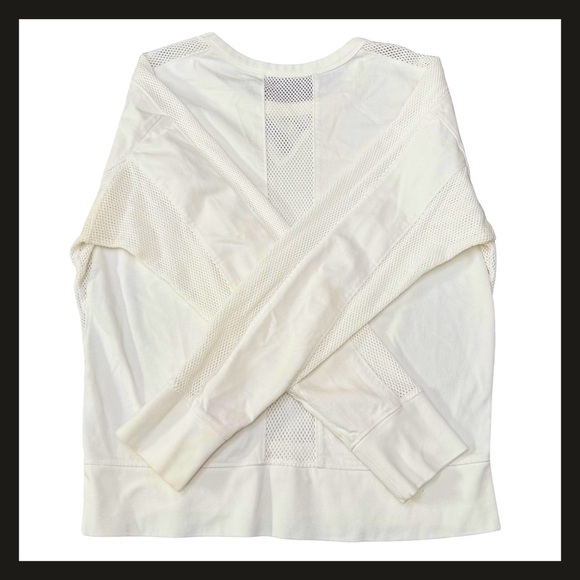 Athleta Rebalance Sweatshirt White Mesh Panel Long Sleeve Cotton Top  Small NWOT - Picture 9 of 14